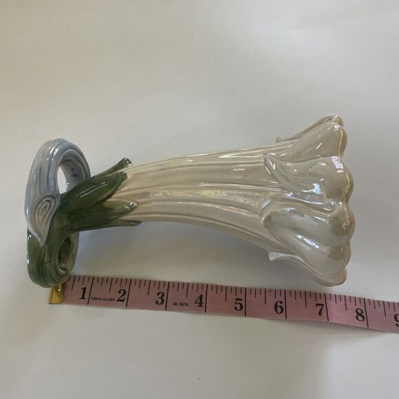 Vintage Fitz Floyd Art Nouveau Flower Vase 7” Japan 1978 Hand Painted Iridescent - Picture 7 of 9